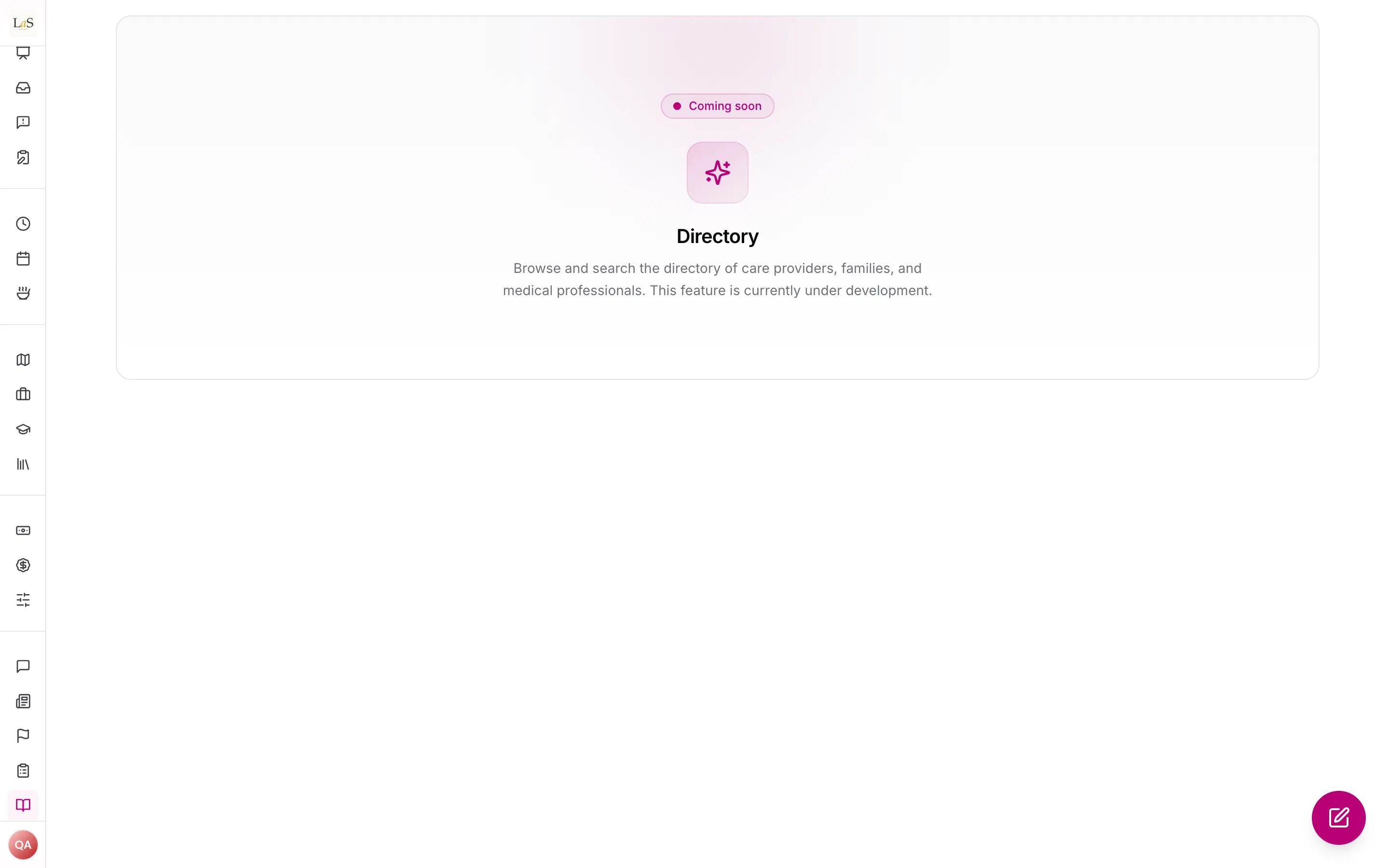 The dashboard's Directory page, showing Coming soon